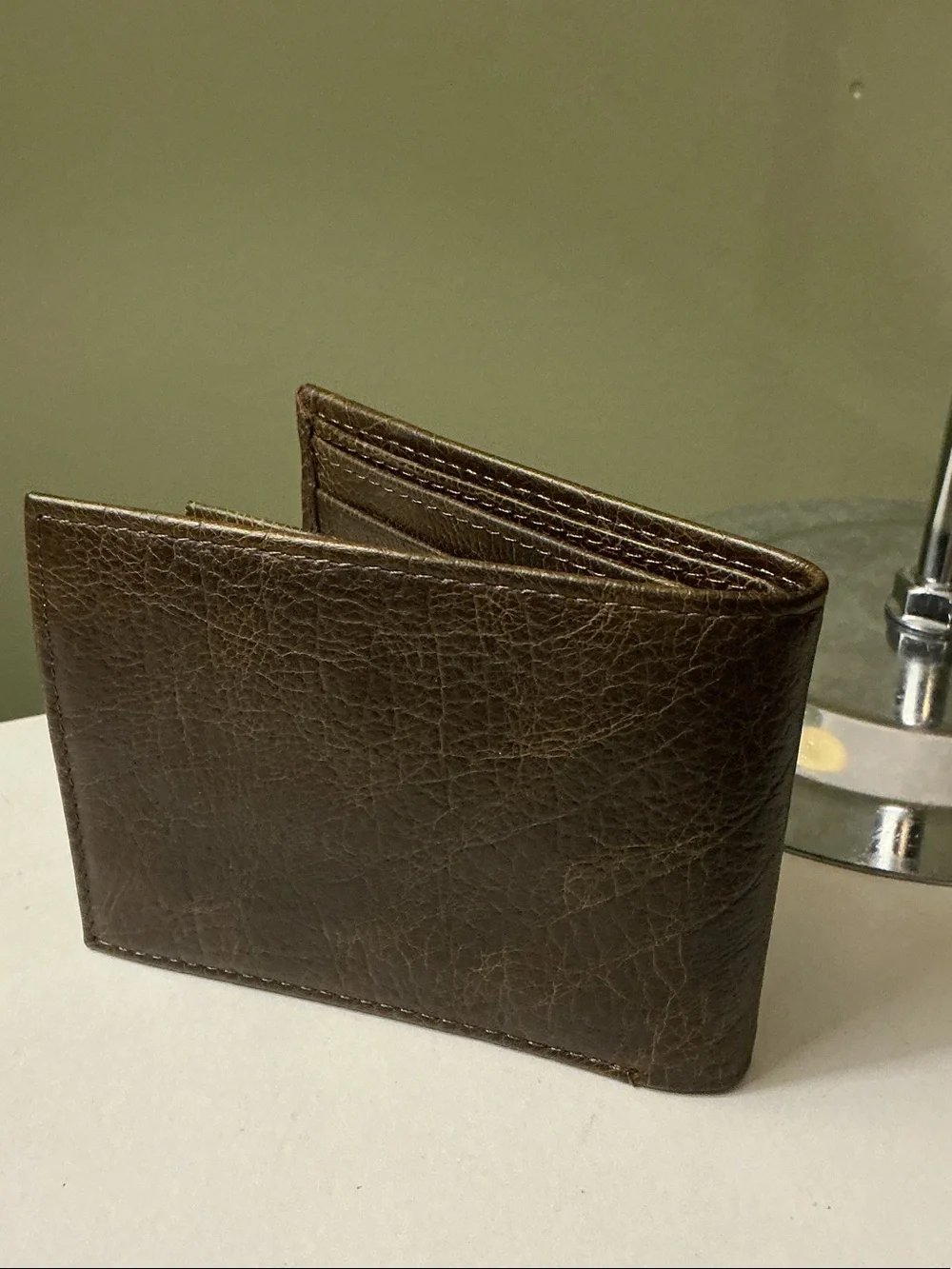 Genuine American Bison Leather Bi-Fold Wallet Brown New Without Tag